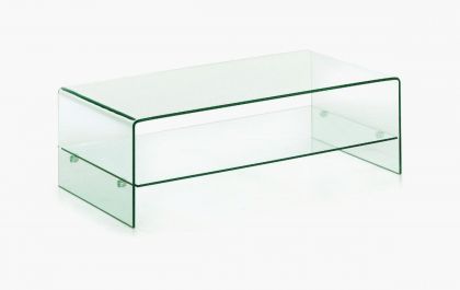 Angola Clear Coffee Table with Shelf