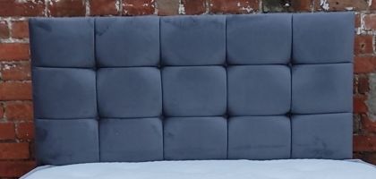 Ballygalley Fabric Double 4ft 6in Cube Headboard 24" - Plush Charcoal 