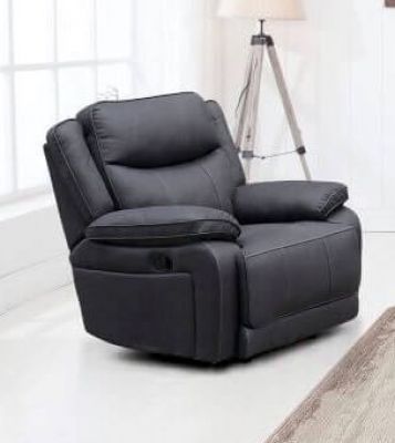 Brody Fabric Recliner 1 Seater Sofa - Dark Grey ASH