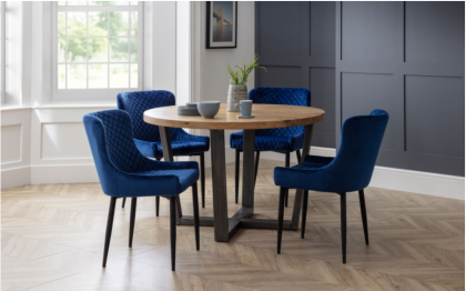 Brooklyn Round & Luxe Blue Dining Set