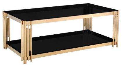 Cleveland Black Glass Coffee Table - Gold