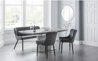 Como Dining Table with Luxe Bench and 2 Chairs - Grey