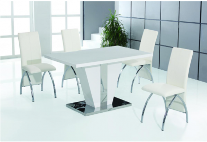 Costilla PU Dining Chair - White & Chrome (Sold in 4s)