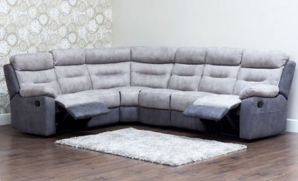 Dillon Fabric Recliner Corner Sofa 2C3 - Smoke / Grey