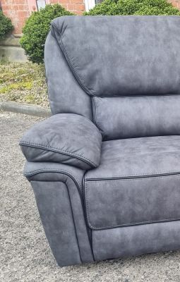 Edwardo Grey Fabric 1 Seater Recliner Sofa - Charcoal