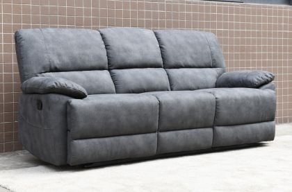 Zoey Fabric 3 Seater Recliner - Grey