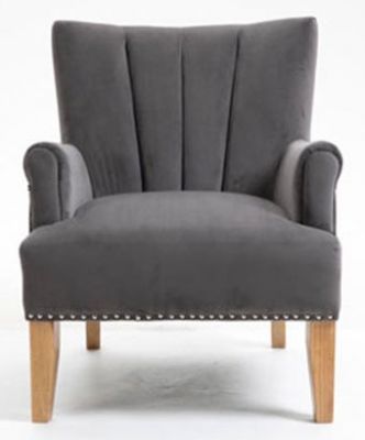 Italian Occasional Arm Chair Plush Grey Fabric