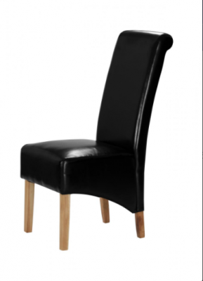 Kelsey Bonded Leather Chair Solid Oak Leg - Black (Sold in 2s)