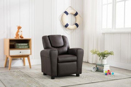 Kids Recliner Chair with Cupholder - Chocolate Brown