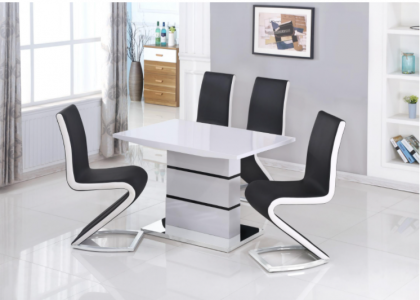 Leona Small High Gloss Dining Table - White & Black (TABLE ONLY)