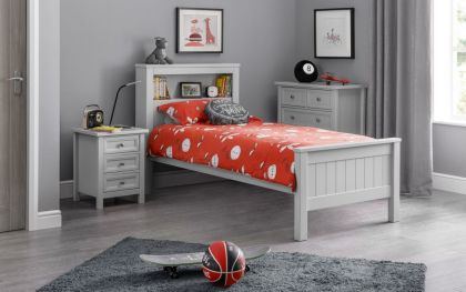 Maine Bookcase Single Bed - Dove Grey