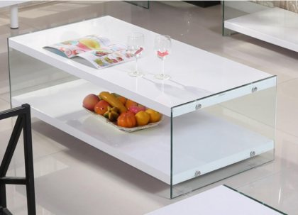 Marco High Gloss & Glass Coffee Table - White