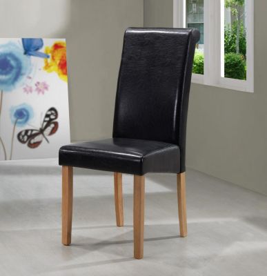 Marley PU Solid Rubberwood Chair Black