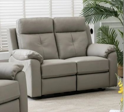 Milano Leather Recliner 2 Seater Sofa - Moon