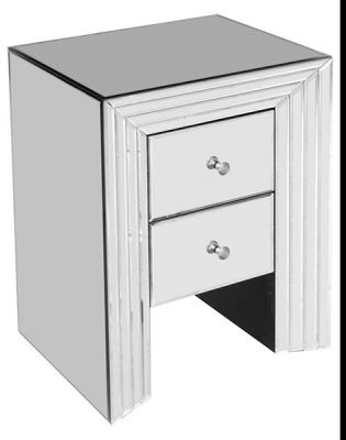 Mirrored 2 Drawer Bedside Cabinet