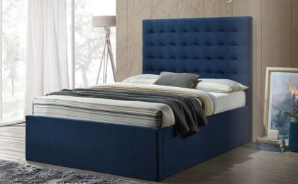 Myla Ottoman Double Bed 4ft 6in - Blue Velvet