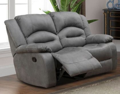 Novella Fabric 2 Seater Recliner Sofa - Grey 