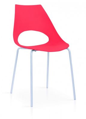 Orchard Plastic (PP) Chairs Red with Metal Legs Chrome (Sold in 6s)