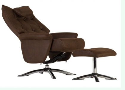 Orson Recliner Chair & Ottoman - Mocha