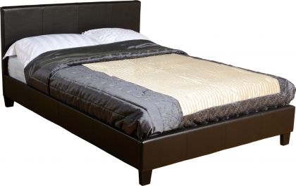 Prado Leather Small Double Bed 4ft -  Brown