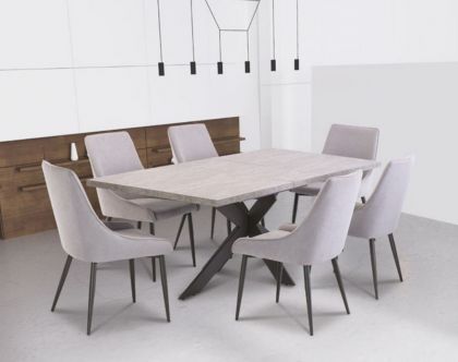 Rimini Extending Dining Table with 6 Chairs - Grey