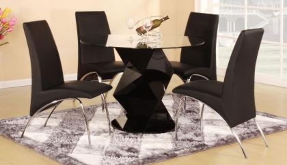 Rowley Black High Gloss Dining Set with 4 Chairs
