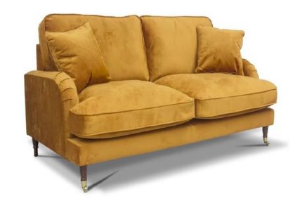 Rupert Fabric 2 Seater Fixed Sofa - Mustard