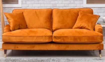 Rupert Fabric 3 Seater Fixed Sofa - Orange