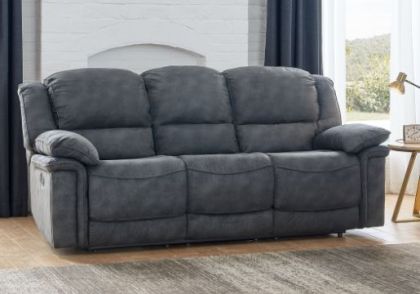 Seductive Fabric Recliner 3 Seater Sofa - Dark Grey