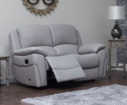 Serena Leather 2 Seater Recliner Sofa 2RR - Pearl Grey