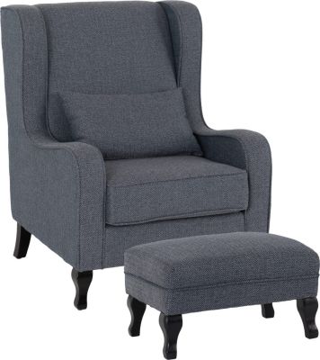 SHERBORNE FABRIC FIRESIDE CHAIR AND FOOTSTOOL SET - DOVE GREY