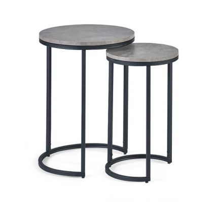 Staten Round Nesting Side Tables - Concrete Effect