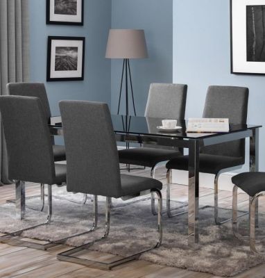 Tempo Glass Dining Set with Roma Chair 4 Chairs