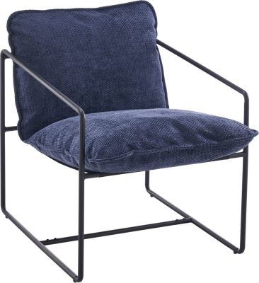 Tivoli Fabric Occasional Chair - Black Metal/Blue 