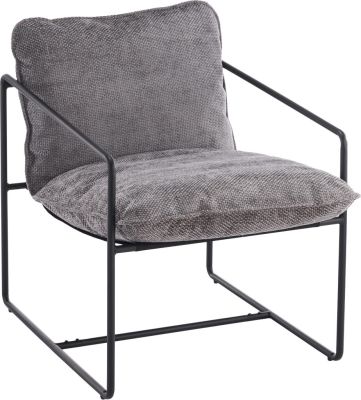 Tivoli Fabric Occasional Chair - Black Metal/Grey 