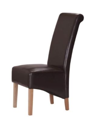 Trafalgar PU Chair Rubberwood Leg Brown (Sold in 2s)