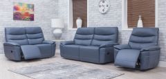 Cadiz Leather Recliner Suite 3+2+1 - Smoke Blue