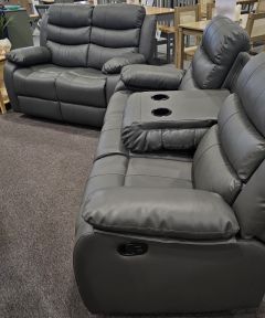 Roma Leather Recliner Suite 3+2 - Grey