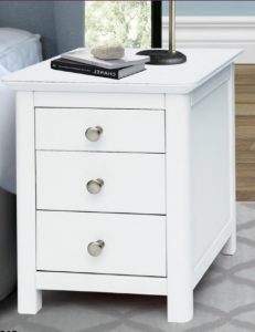 Nairn 3 Drawer Bedside Cabinet - White