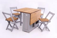 Santos Butterfly Dining Set - Slate Grey / Distressed Waxed Pine
