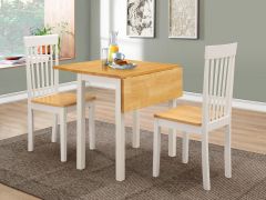 Atlas Solid Rubberwood Dropleaf Dining Set with 2 Chairs - White
