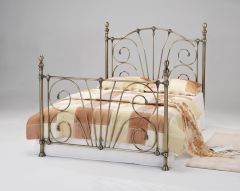 Beatrice Metal Double Bed 4'6ft - Antique Brass