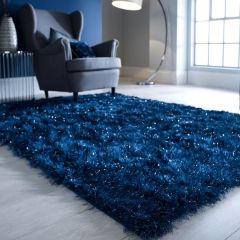 Daazle Shaggy Rug Blue Plain - 120 x 170