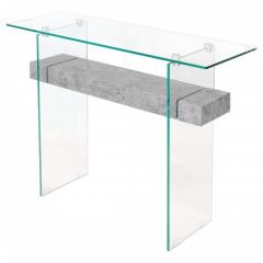 Glass Console Table with Marble Shelf