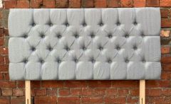 HB Fabric Headboard Chesterfield Woven King Size - Grey