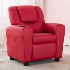 Kids Leather Recliner Chair - Red
