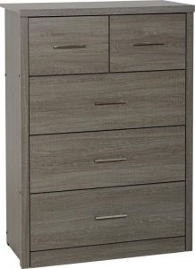 Lisbon 3+2 Drawer Chest - Black Wood Grain