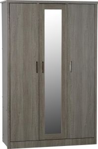 Lisbon 3 Door Wardrobe 1.2m - Black Wood Grain