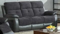 Manse Fabric 3 Seater Sofa - Grey / Black