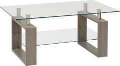 Milan Coffee Table - Light Charcoal / Clear Glass / Silver